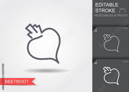 Beetroot. Line icon with editable stroke with shadow