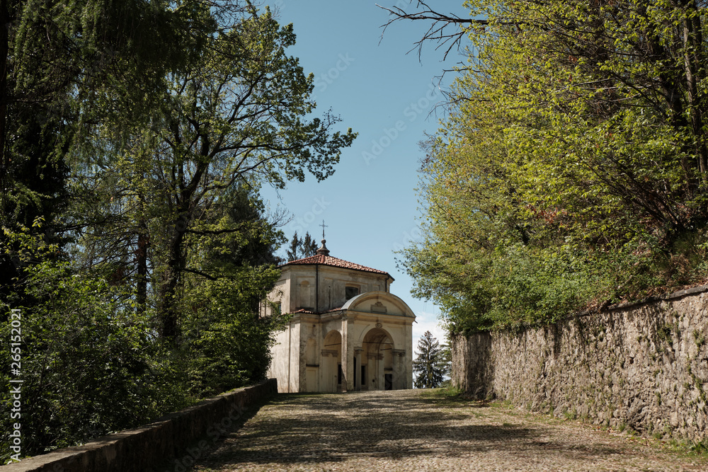 monumets and one of the XIVchapel along the path of the historic pilgrimage route from Sacred Mount or Sacro Monte of Varese, Italy monumets and one of the XIVchapel along the path of the historic pilgrimage route from Sacred Mount or Sacro Monte of Varese, Italy