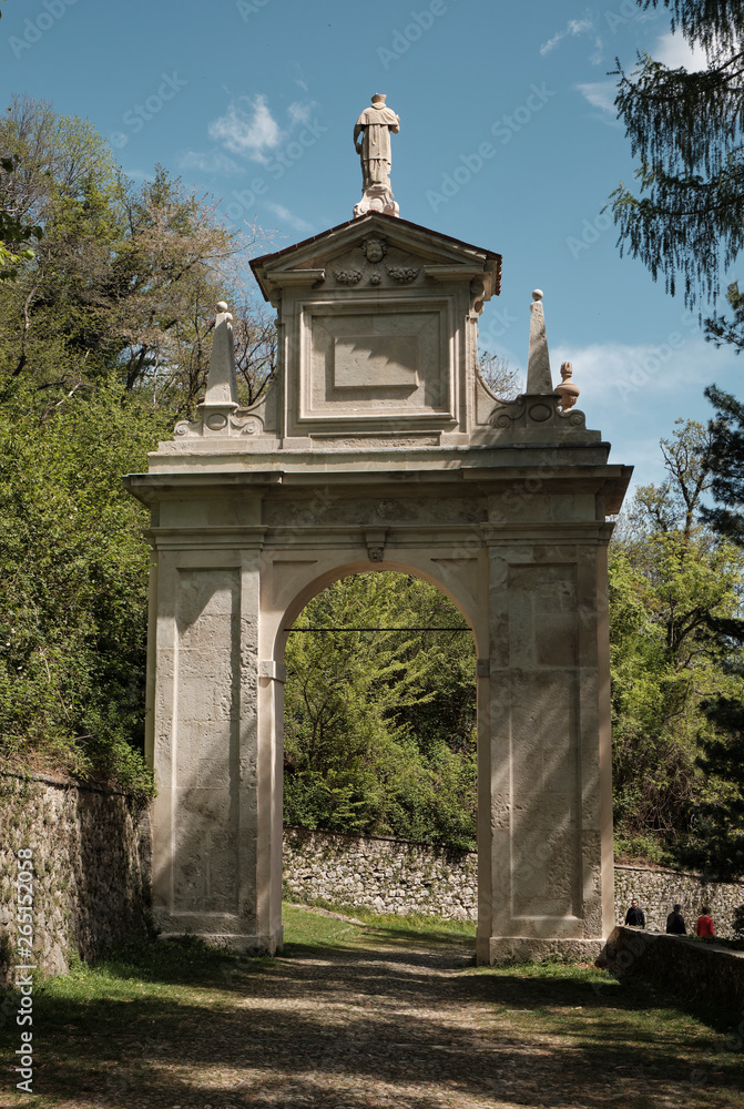 monumets and one of the XIVchapel along the path of the historic pilgrimage route from Sacred Mount or Sacro Monte of Varese, Italy monumets and one of the XIVchapel along the path of the historic pilgrimage route from Sacred Mount or Sacro Monte of Varese, Italy