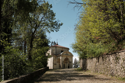 monumets and one of the XIVchapel along the path of the historic pilgrimage route from Sacred Mount or Sacro Monte of Varese, Italy