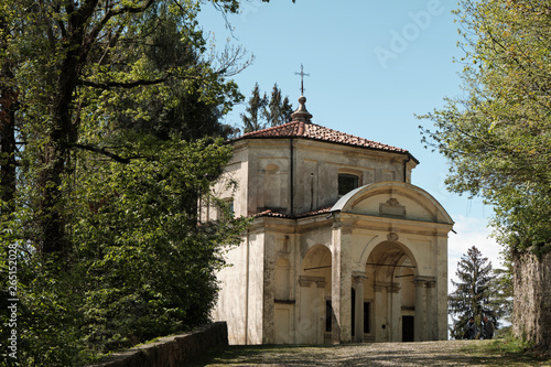 monumets and one of the XIVchapel along the path of the historic pilgrimage route from Sacred Mount or Sacro Monte of Varese, Italy photo