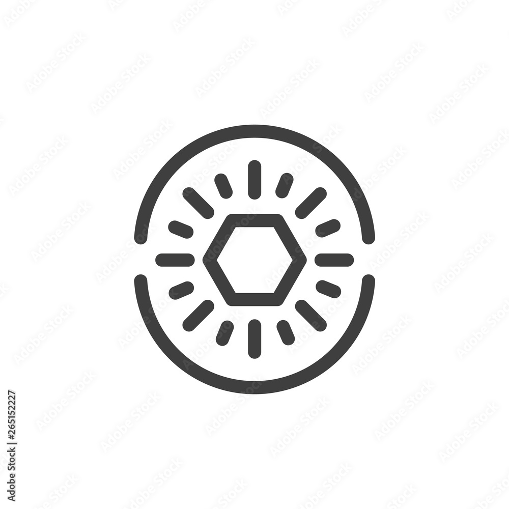 Open Kiwi Icon. Simple Design. Vector Lines
