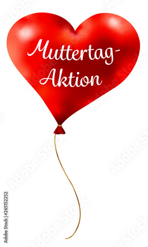 Muttertag- Aktion auf rotem Herzluftballon