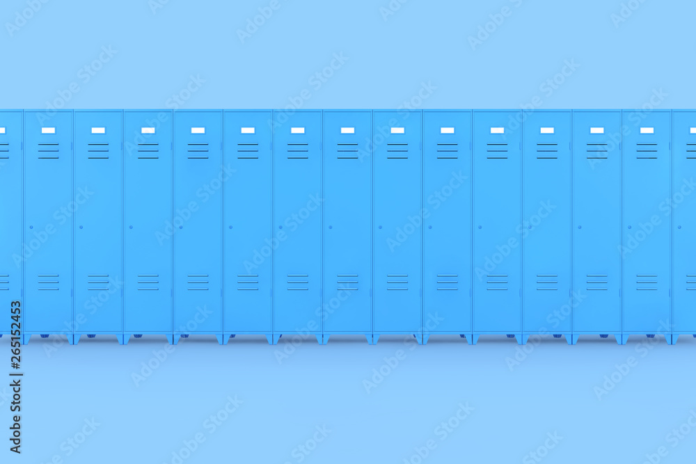 Row of Blue Metal Gym Lockers. 3d Rendering Row of Blue Metal Gym Lockers. 3d Rendering
