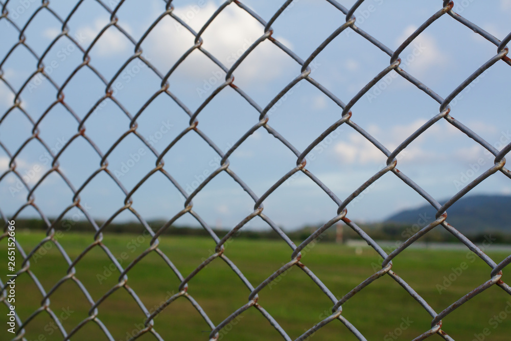 wire mesh steel with green grass background in Phuket Thailand wire mesh steel with green grass background in Phuket Thailand