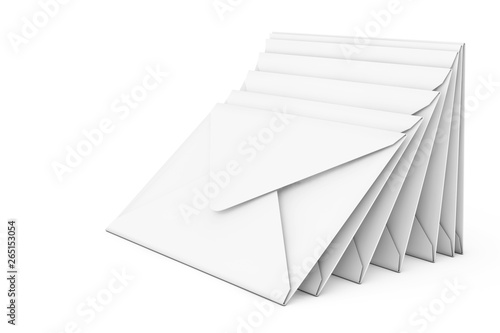 Obraz na płótnie Stack of White Blank Envelope. 3d Rendering