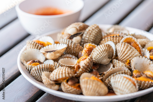 Bild auf Leinwand Grilled Cockle seafood