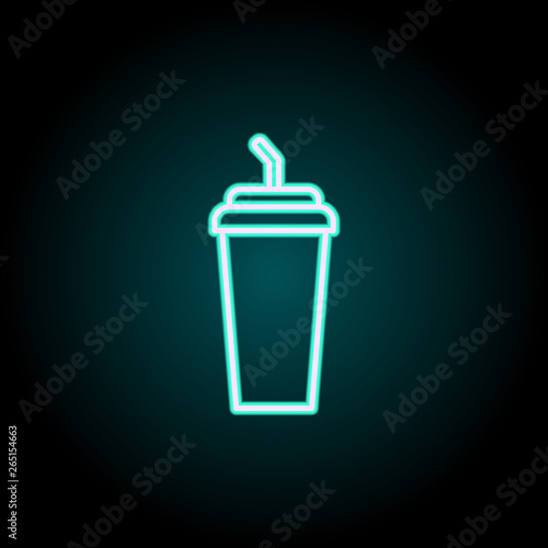 plastic cup neon icon. Elements of fast food set. Simple icon for websites, web design, mobile app, info graphics