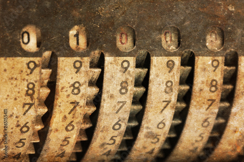 Vintage manual adding machine isolated - 1000 photo