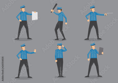Police Officer Vector Character Illustration Set