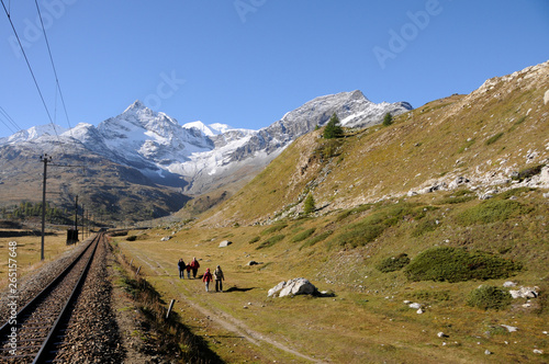 Bernina train trip through the Unesco World Heritage in the Swiss Alps.