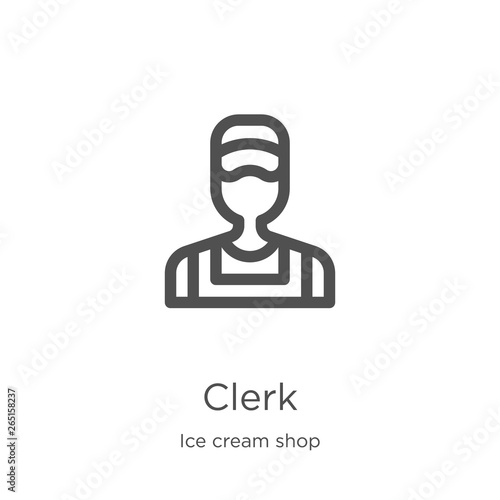 clerk icon vector from ice cream shop collection. Thin line clerk outline icon vector illustration. Outline, thin line clerk icon for website design and mobile, app development.