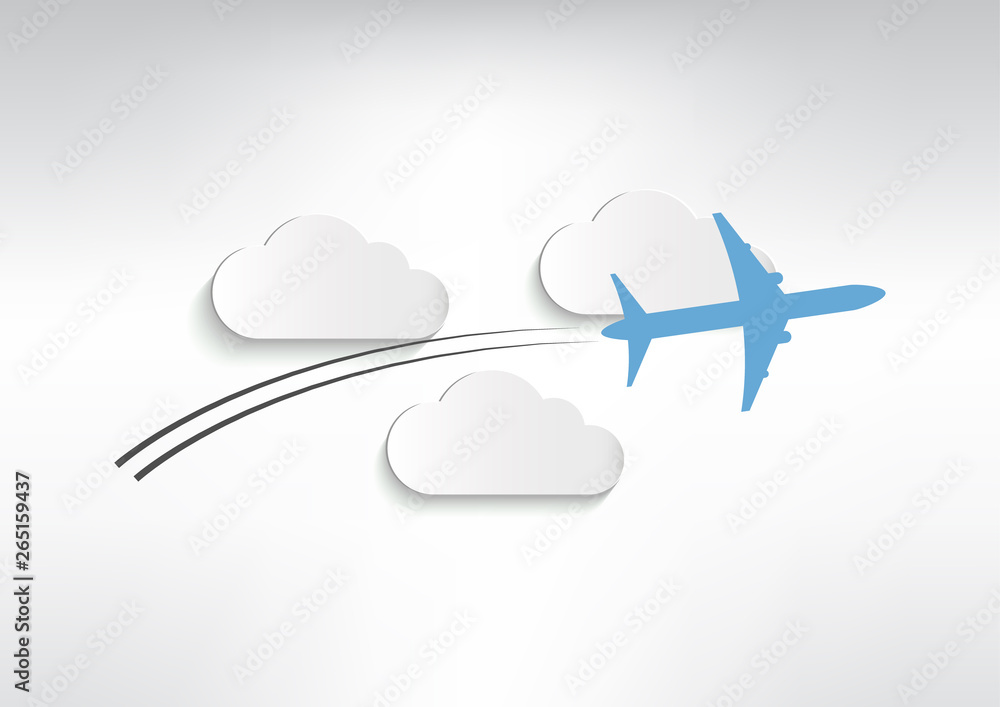 Plane with clouds vector illustration Plane with clouds vector illustration