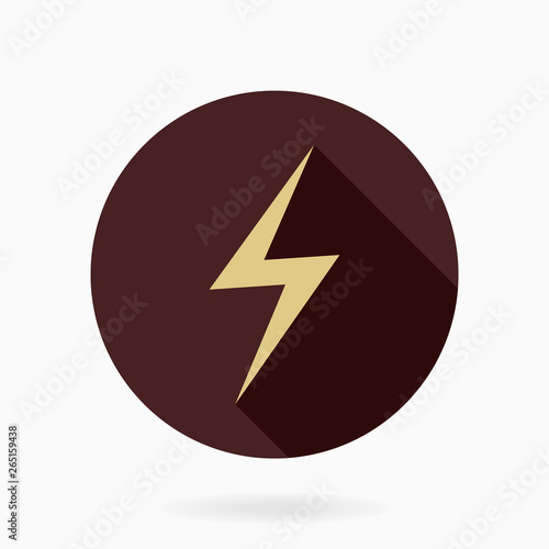 Fine vector icon with golden lightning in circle. Flat design with long shadow Free Download Fine vector icon with golden lightning in circle. Flat design with long shadow - GFXLoad