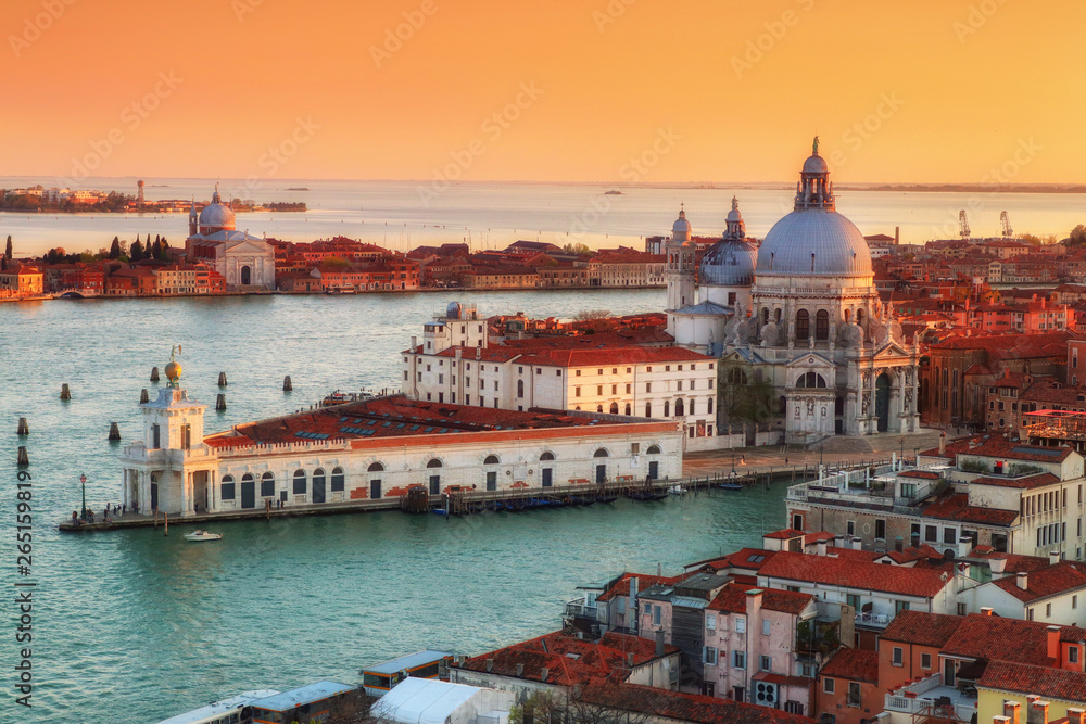 Panorama in Venezia in Italy at sunset