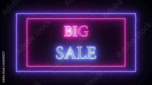 Neon advertising Big Sale, pink and blue