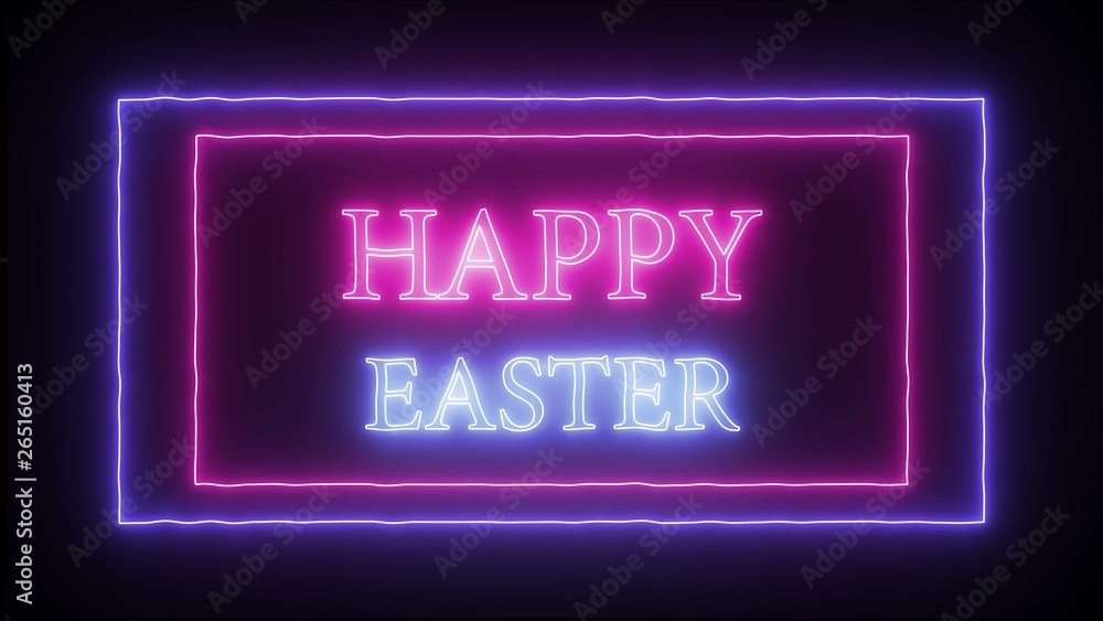Neon sign Happy Easter, pink and blue Neon sign Happy Easter, pink and blue