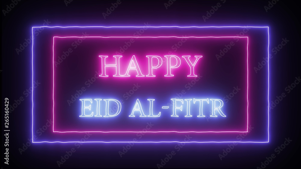 Obraz premium Neon sign 'Happy Eid Al-Fitr'