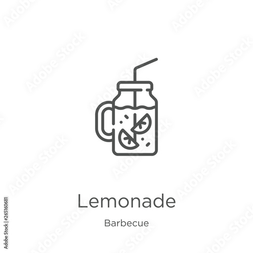 lemonade icon vector from barbecue collection. Thin line lemonade outline icon vector illustration. Outline, thin line lemonade icon for website design and mobile, app development.