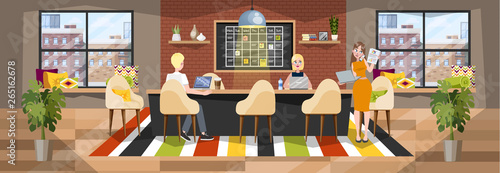Office interior. Coworking company, workplace for freelance