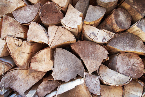 chopped dry firewood abstract background