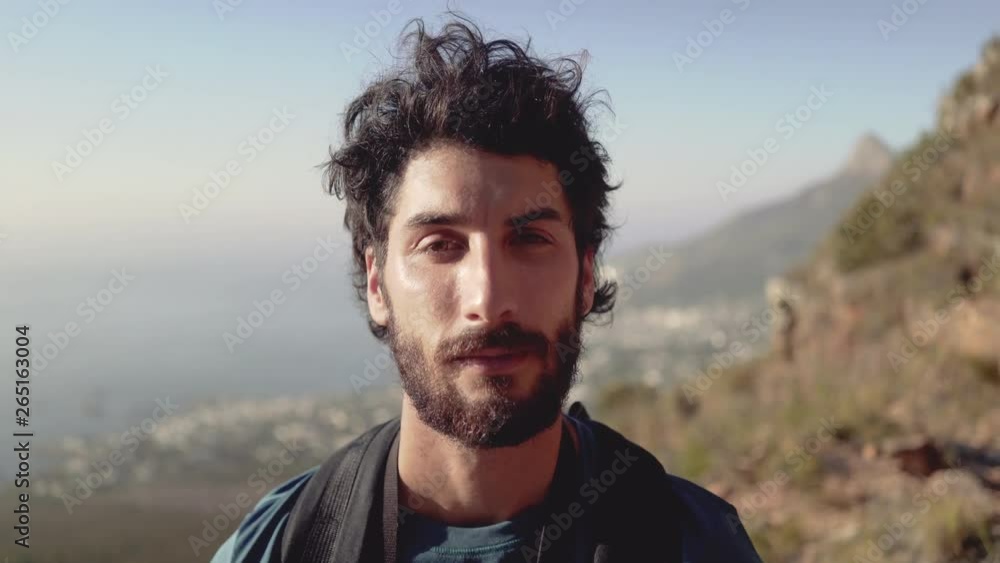 Closeup Portrait Of Male Hiker On Mountain Closeup Portrait Of Male Hiker On Mountain