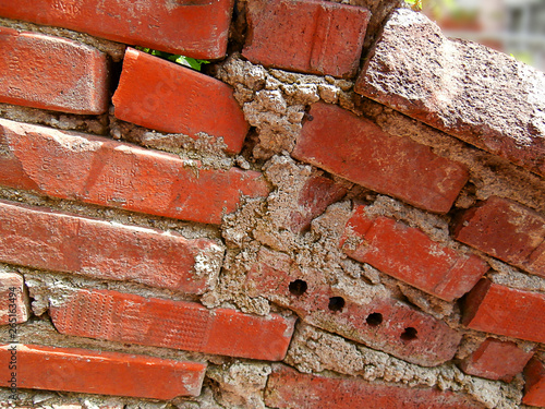 Red brick wall. Abstract background. Colorful pattern. 