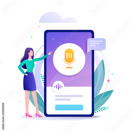 Voice assistant in the mobile phone concept.