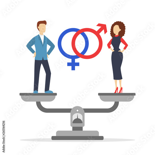 Gender gap web banner concept. Idea of different salary