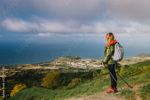 The girl on the tracking in the Azores