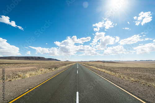 Tableau sur toile Namibia, landscape, tar road, desert, mountains