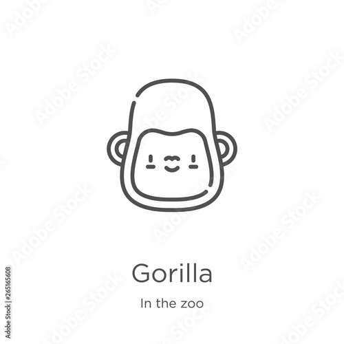 gorilla icon vector from in the zoo collection. Thin line gorilla outline icon vector illustration. Outline, thin line gorilla icon for website design and mobile, app development.
