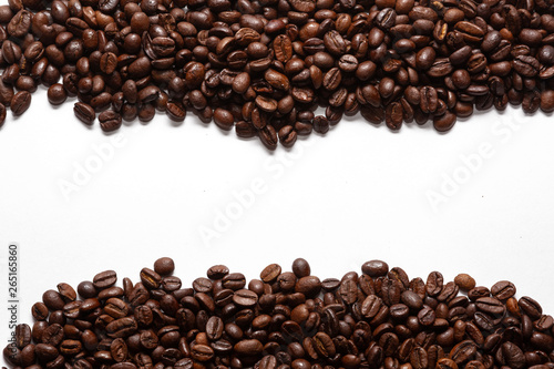 Roasted coffee beans isolated on white background