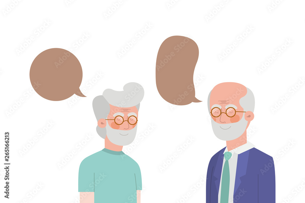cute grandparents with speech bubble character cute grandparents with speech bubble character
