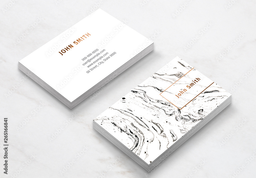White Marble Business Card Layout Stock Template | Adobe Stock