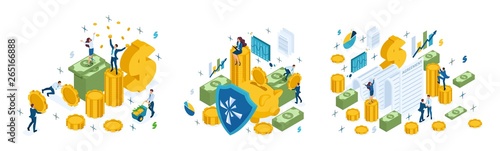 Isometric set of banking concepts, investments
