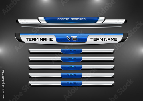 Scoreboard Broadcast Graphic and Lower Thirds Template for sport soccer and football, vector illustration