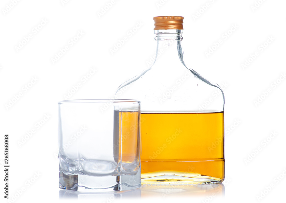 bottle cognac alcohol and glass on a white background. Isolation bottle cognac alcohol and glass on a white background. Isolation