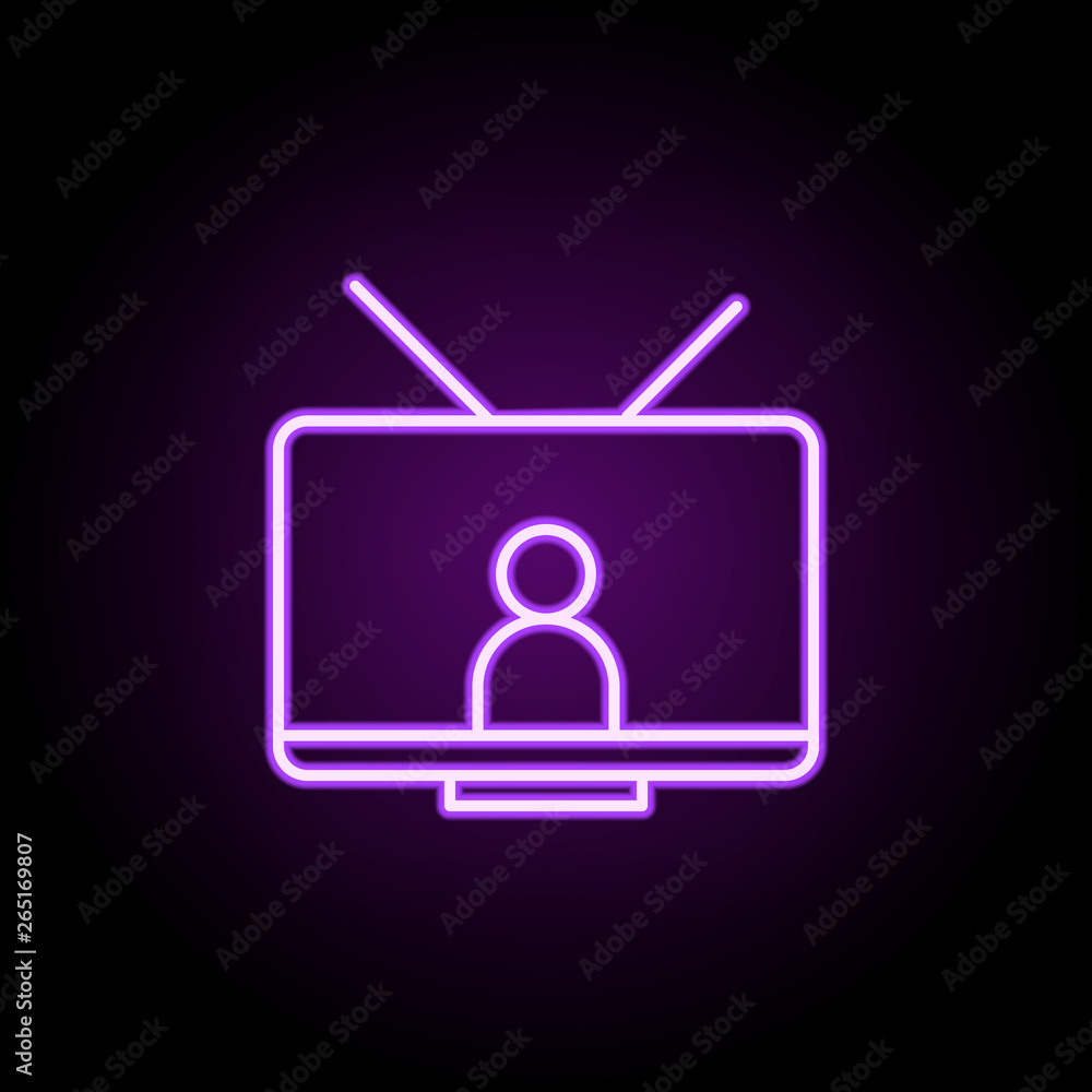 person on TV neon icon. Elements of media, press set. Simple icon for websites, web design, mobile app, info graphics person on TV neon icon. Elements of media, press set. Simple icon for websites, web design, mobile app, info graphics