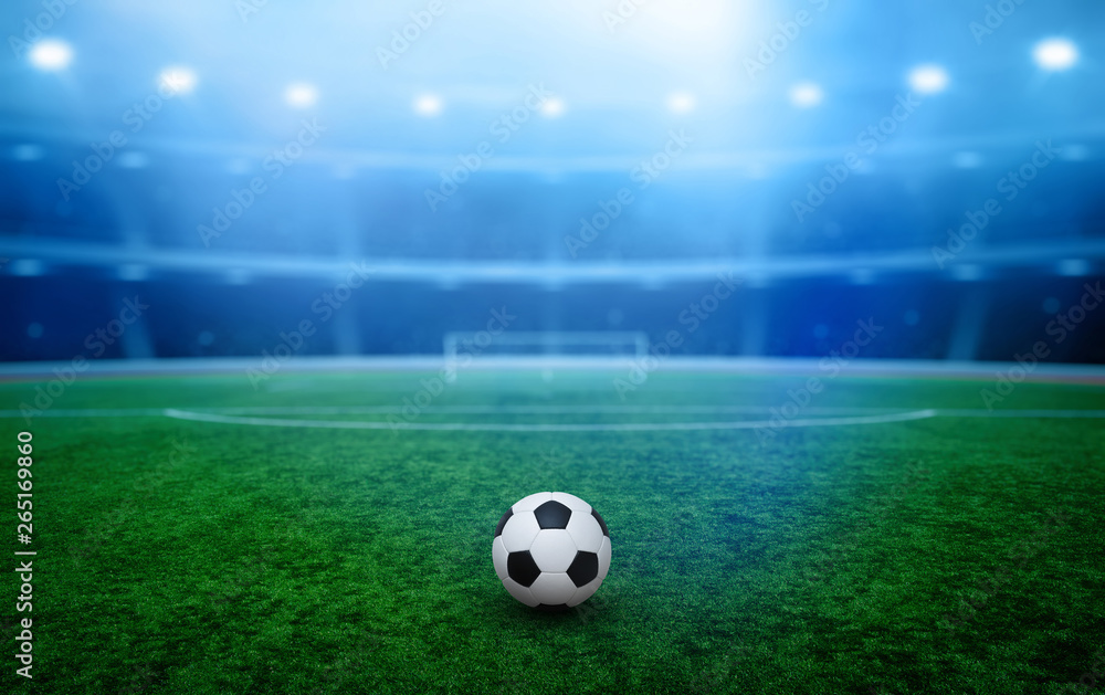 Soccer ball on stadium with illumination Soccer ball on stadium with illumination