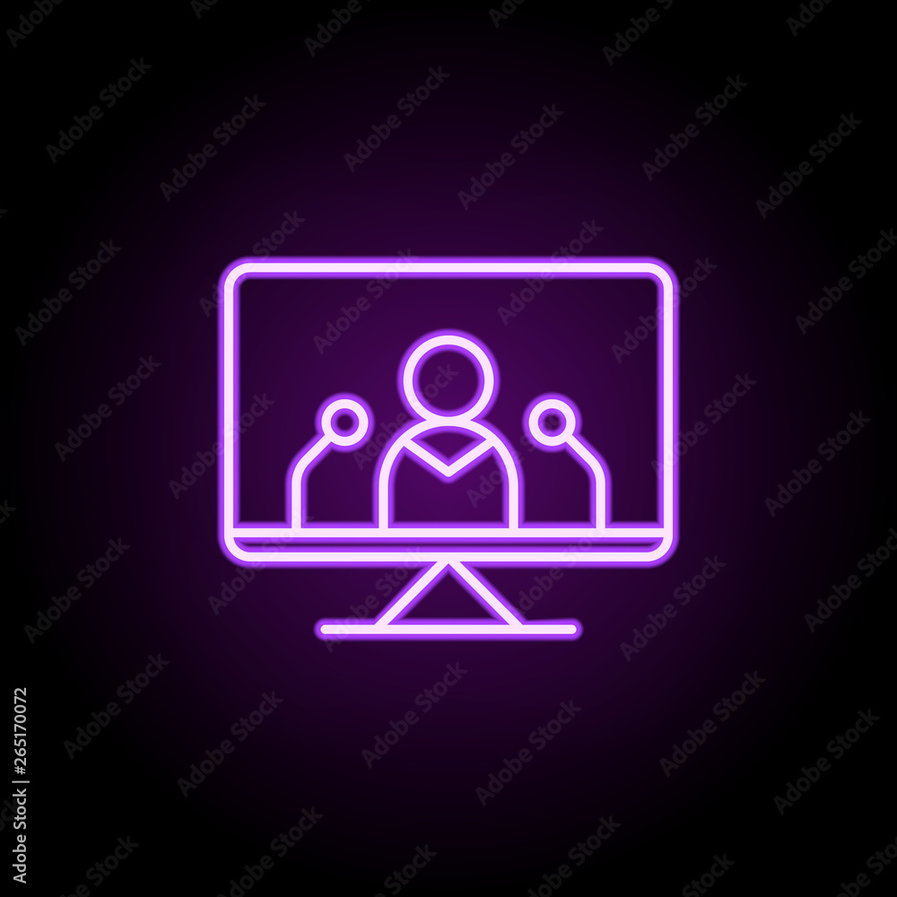 a man speaks in a TV neon icon. Elements of media, press set. Simple icon for websites, web design, mobile app, info graphics a man speaks in a TV neon icon. Elements of media, press set. Simple icon for websites, web design, mobile app, info graphics
