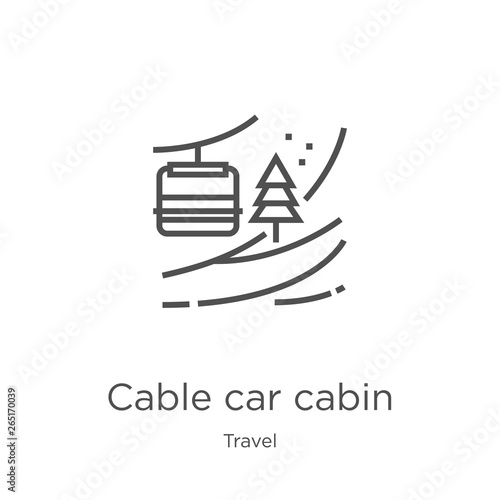 cable car cabin icon vector from travel collection. Thin line cable car cabin outline icon vector illustration. Outline, thin line cable car cabin icon for website design and mobile, app development.