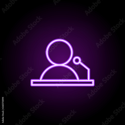 man with microphone neon icon. Elements of media, press set. Simple icon for websites, web design, mobile app, info graphics