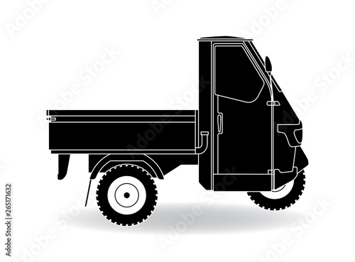 Dreirad Kleintransporter schwarz weiss Silhouette