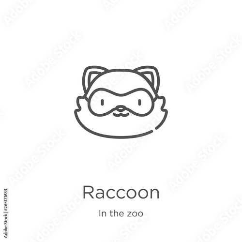 raccoon icon vector from in the zoo collection. Thin line raccoon outline icon vector illustration. Outline, thin line raccoon icon for website design and mobile, app development.