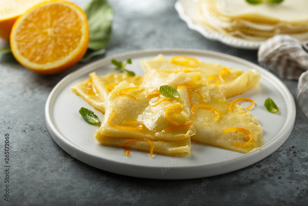 French crepes with orange sauce