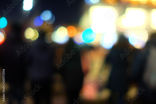 Blurred Walking Street at Night with Bokeh Background.