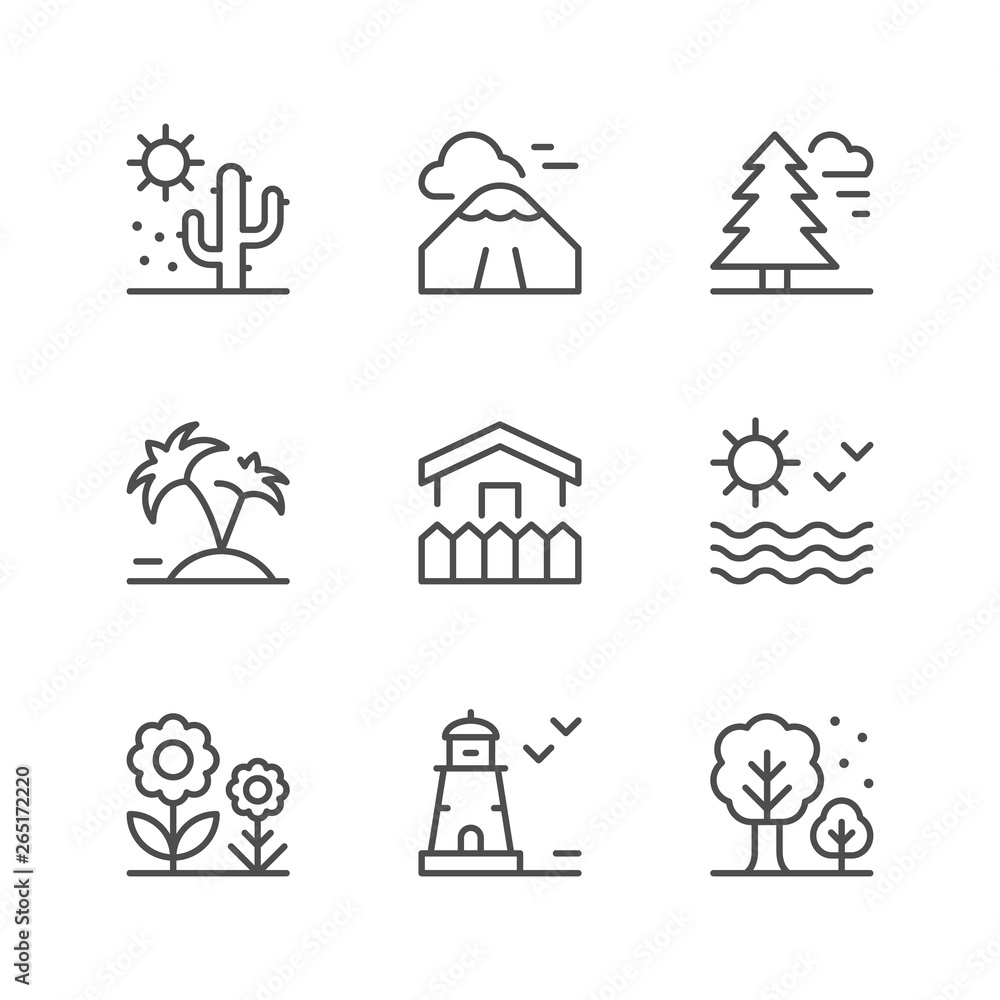 Set line icons of landscape Set line icons of landscape