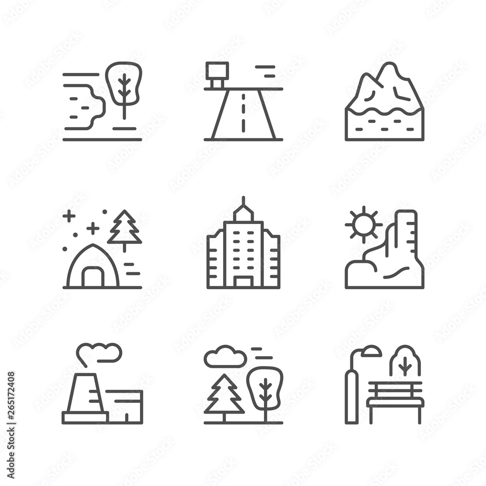 Set line icons of landscape Set line icons of landscape