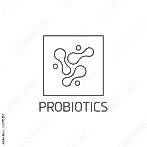 Vector logo, badge and icon for natural and health product. Probiotics sign design. Symbol of healthy eating.